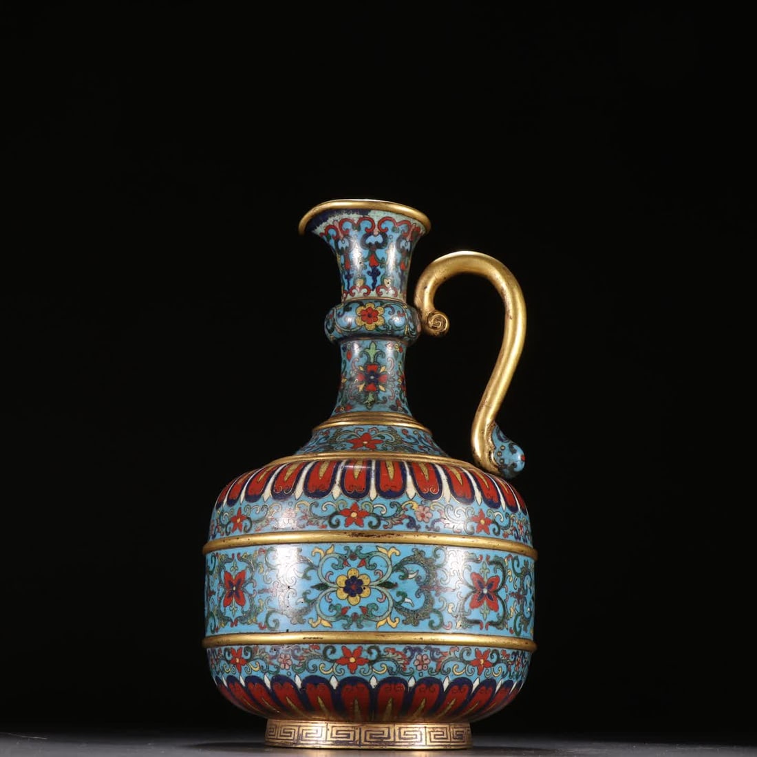 A Qing Dynasty bronze-bodied cloisonne entwined flower vase: Qing Dynasty bronze-bodied cloisonne entwined floral vase SIZE: H:21.5cm W:11.7cm W:920g (The Dimensions Of All Batches Are Manually Measured.If You Need More Detailed Information, Please Contact Our 