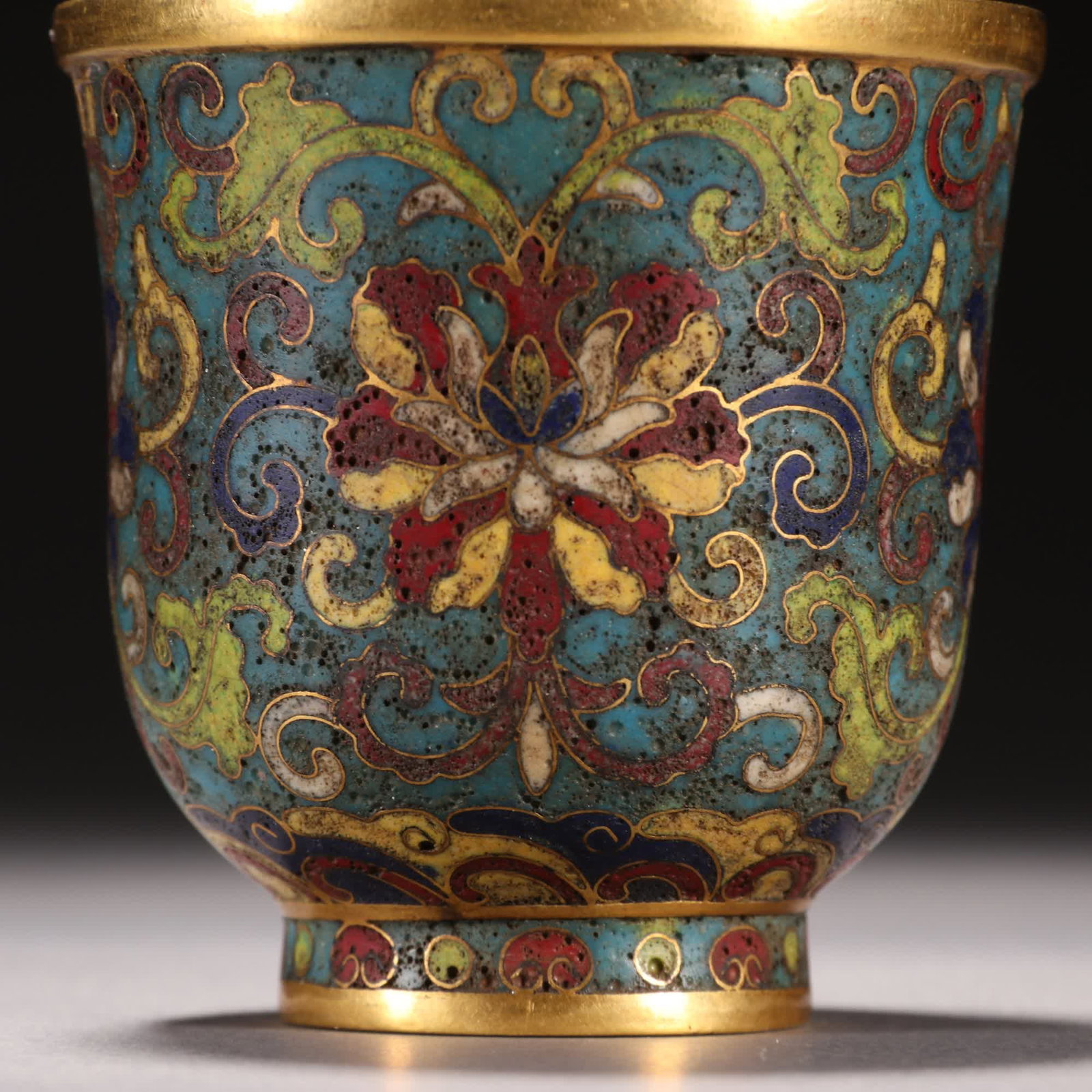 One Qing Dynasty: Copper gilt cloisonne patterned wine cup - 2