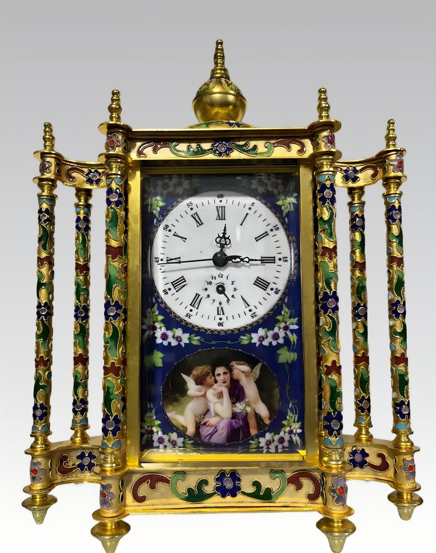 A late Qing filigree enamel painted bell gilded with colored silk: Late Qing Dynasty flower threads, enamel painted fragments, gilded bells SIZE: L:12W:8.6H:30cm Weight: 11,900g (The Dimensions Of All Batches Are Manually Measured.If You Need More Detailed Informatio