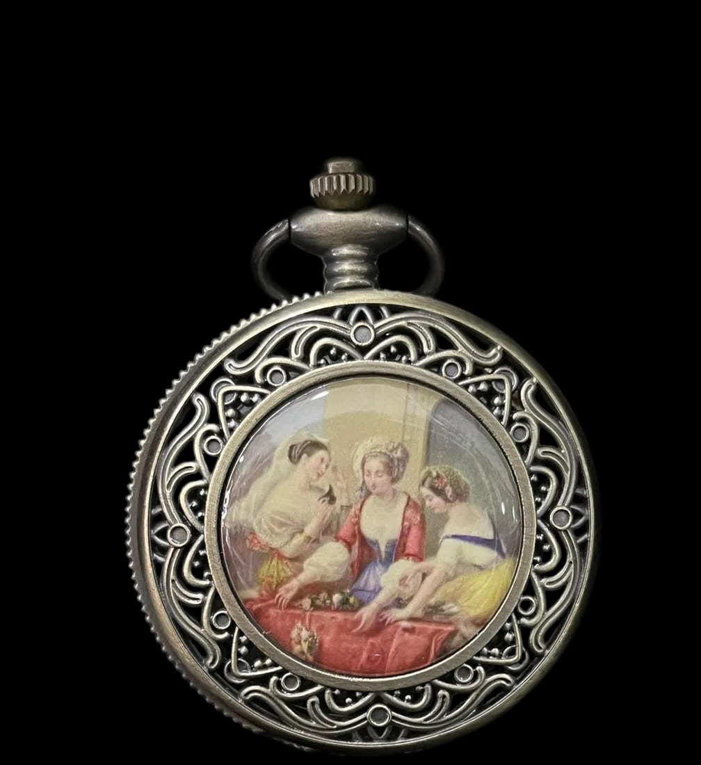 A pocket watch from a late Qing dynasty figure: Late Qing figures' single-door pocket watches SIZE: D:47mm (The Dimensions Of All Batches Are Manually Measured.If You Need More Detailed Information, Please Contact Our Customer Service Before Biddin