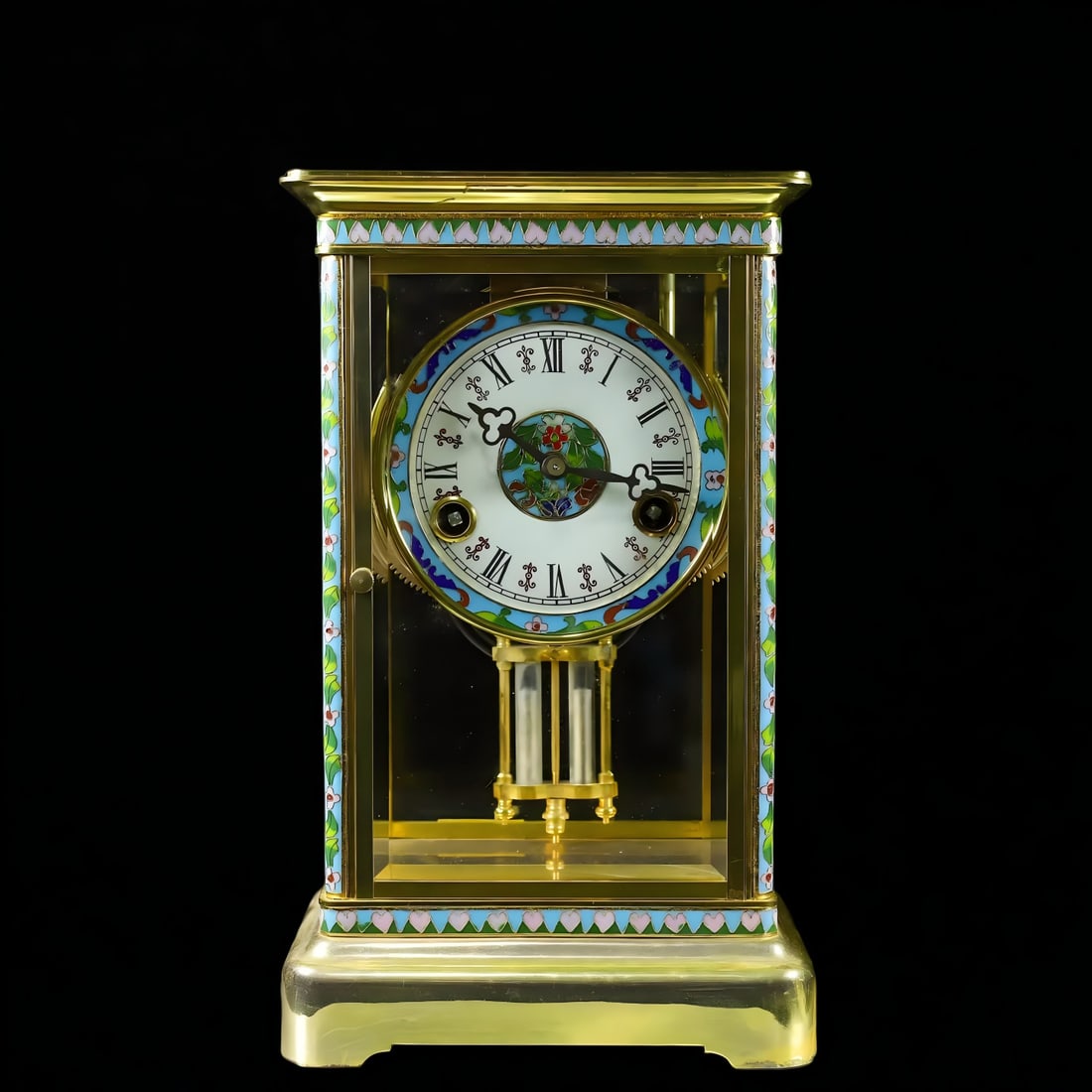 A late Qing enamel flat-head Siming bell: Late Qing enamel and painted flat-head Siming bell SIZE: L:18cm W:14cm H:30cm (The Dimensions Of All Batches Are Manually Measured.If You Need More Detailed Information, Please Contact Our Customer Se