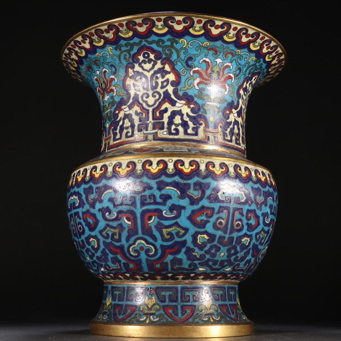 A Qing Dynasty bronze-bodied cloisonne zun vessel (1 of 9)