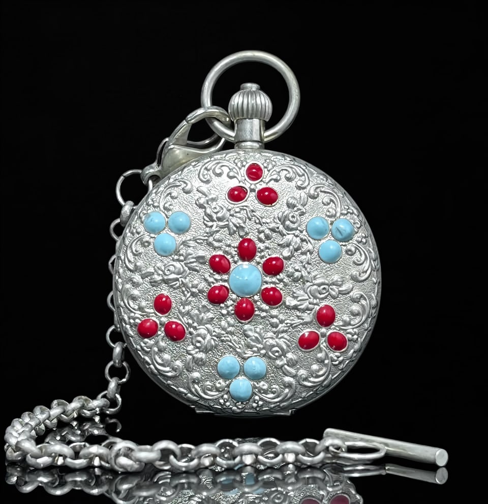 A late Qing dynasty double-open pocket watch: In the late Qing dynasty, I open my pocket watch in pairs SIZE: D:5.5cm (The Dimensions Of All Batches Are Manually Measured.If You Need More Detailed Information, Please Contact Our Customer Service 