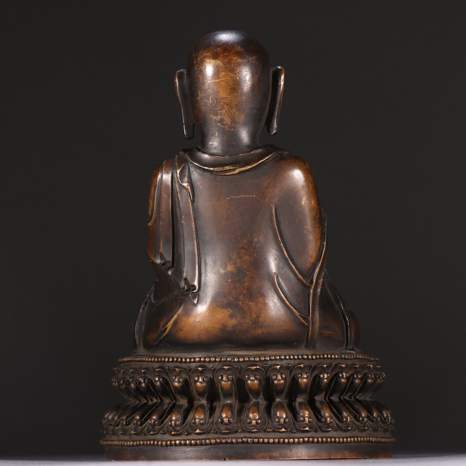 A bronze seated Arhat statue - 5