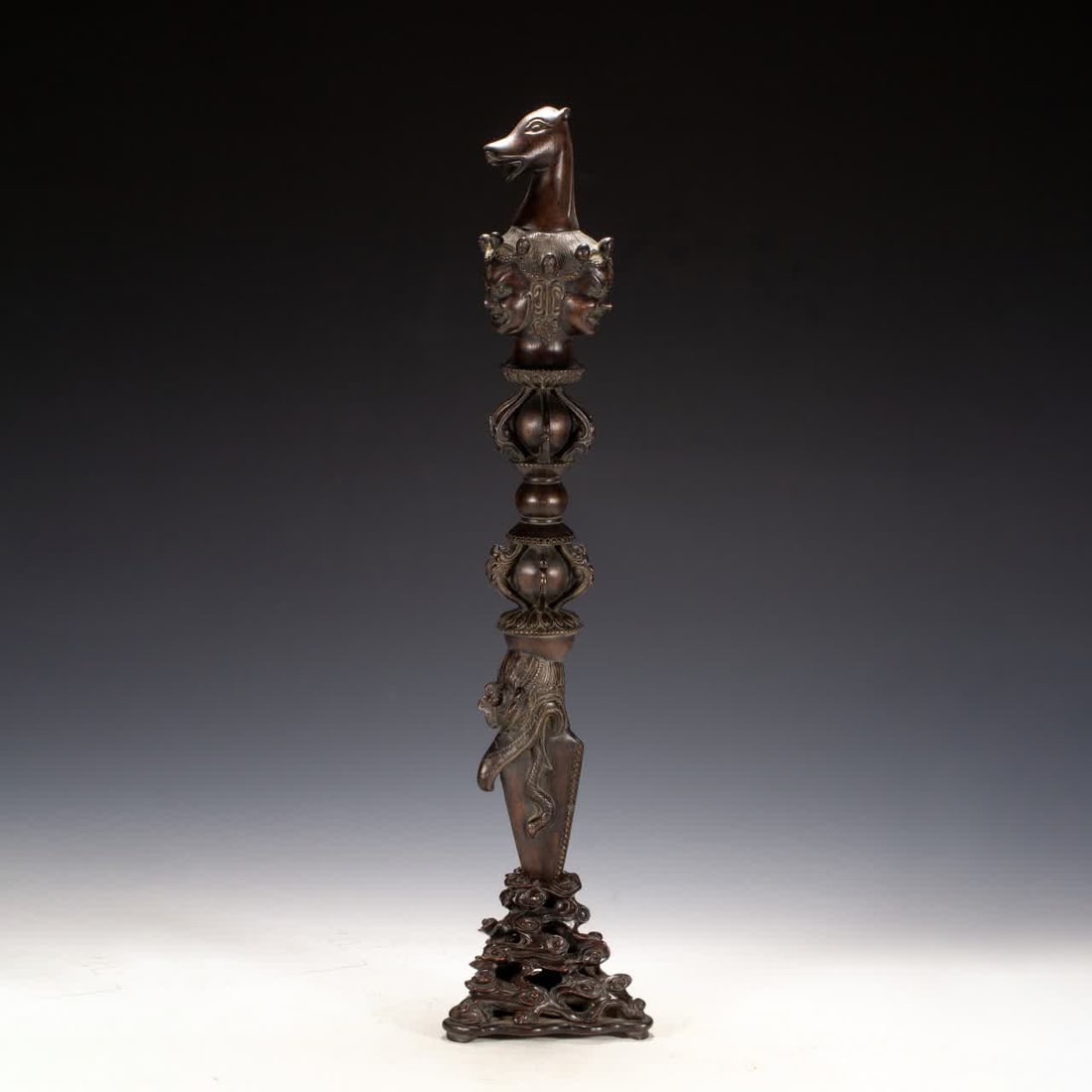 A Qing Dynasty agarwood ritual artifact: Qing Dynasty agarwood ritual instrument SIZE: L:12.5cm W:12cm H:53cm W:380g (The Dimensions Of All Batches Are Manually Measured.If You Need More Detailed Information, Please Contact Our Customer Serv