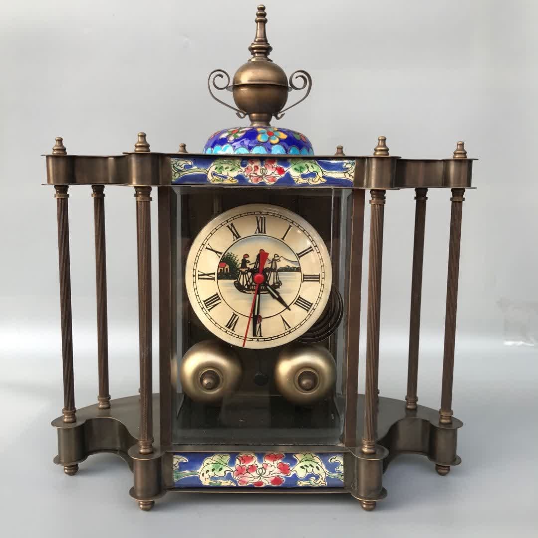 A late Qing European cloisonne mechanical clock: Late Qing European cloisonne mechanical clock SIZE: 23x10x28cm (The Dimensions Of All Batches Are Manually Measured.If You Need More Detailed Information, Please Contact Our Customer Service Before Bi