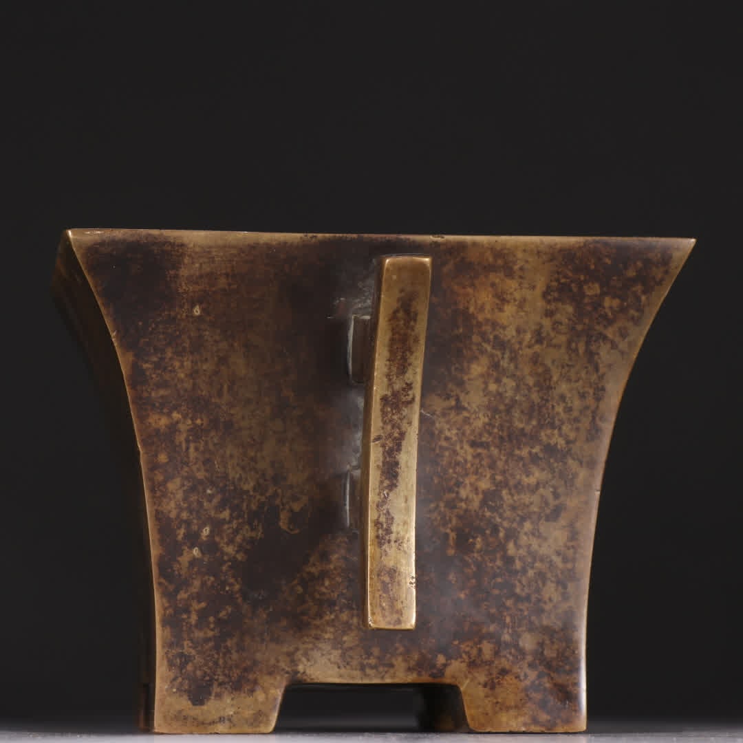 One copper double-halberd-handled incense burner - 3