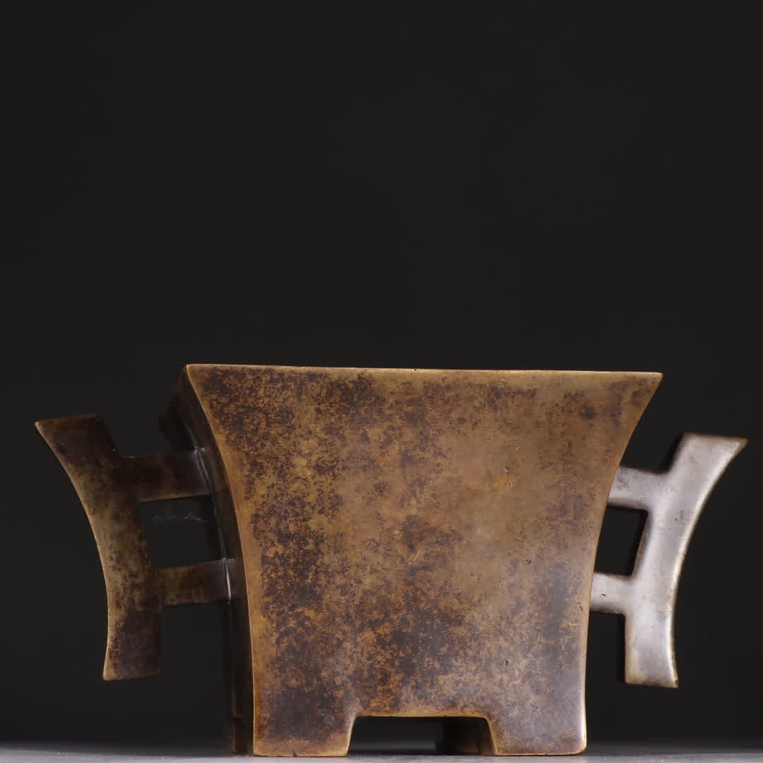 One copper double-halberd-handled incense burner - 5