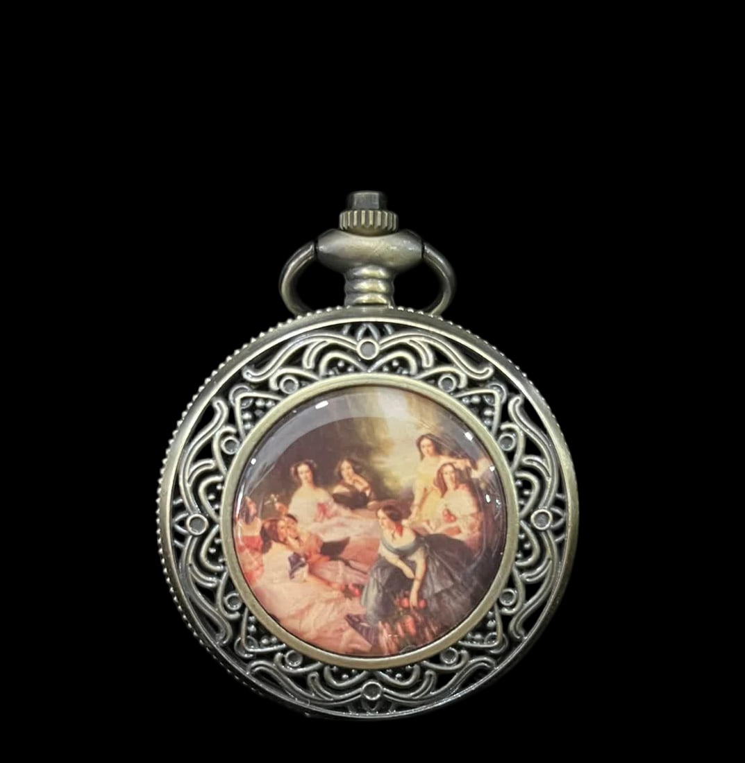 A pocket watch from a late Qing dynasty figure: Late Qing figures' single-door pocket watches SIZE: D:47mm (The Dimensions Of All Batches Are Manually Measured.If You Need More Detailed Information, Please Contact Our Customer Service Before