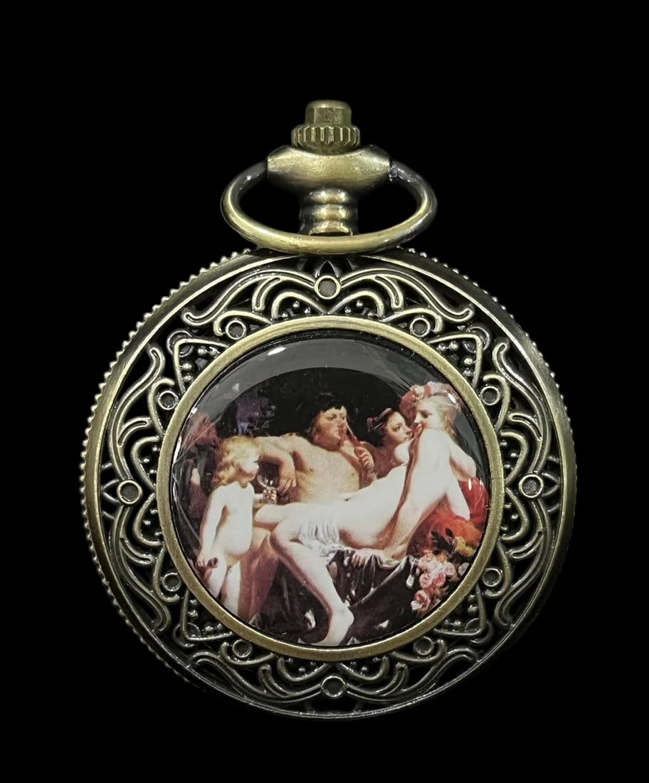 A pocket watch from a late Qing dynasty figure: Late Qing figures' single-door pocket watches SIZE: D:47mm (The Dimensions Of All Batches Are Manually Measured.If You Need More Detailed Information, Please Contact Our Customer Service Before Biddin