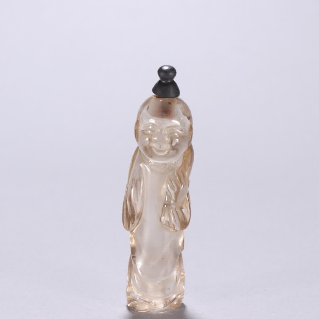 A Qing Dynasty natural crystal figure snuff bottle: Qing Dynasty Natural Crystal Figure Snuff Bottle SIZE: H:8.7cm W:2.2cm W:51.2g (The Dimensions Of All Batches Are Manually Measured.If You Need More Detailed Information, Please Contact Our Customer