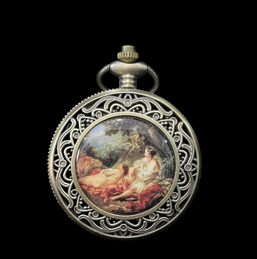A pocket watch from a late Qing dynasty figure: Late Qing figures' single-door pocket watches SIZE: D:47mm (The Dimensions Of All Batches Are Manually Measured.If You Need More Detailed Information, Please Contact Our Customer Service Before Biddin