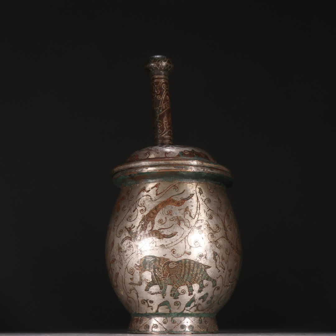 One is a bronze-inlaid silver medicine pestle: Bronze inlaid with silver for pounding medicine SIZE: H:23cm W:11cm W:1385.6g (The Dimensions Of All Batches Are Manually Measured.If You Need More Detailed Information, Please Contact Our Customer Se