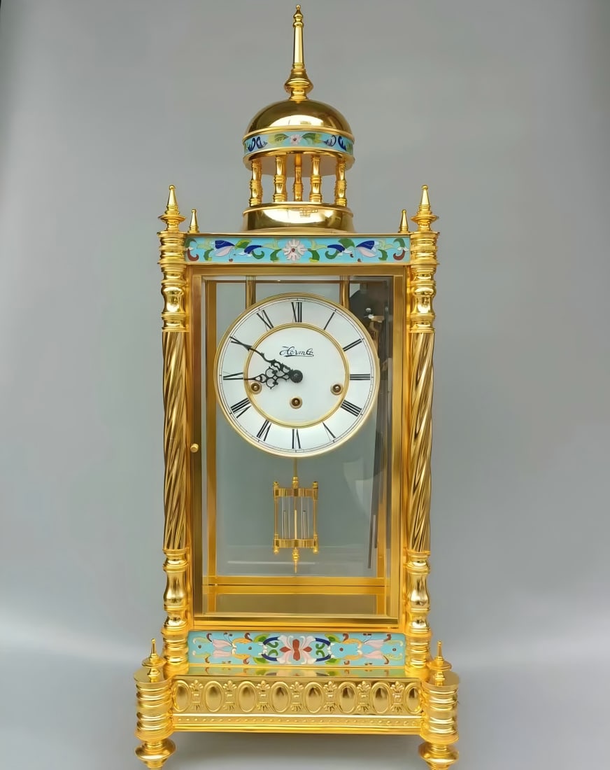 A late Qing German gilt bronze five-tone clock: Late Qing German bronze gilt five-tone bell SIZE: 36x26x88cm (The Dimensions Of All Batches Are Manually Measured.If You Need More Detailed Information, Please Contact Our Customer Service Before Bidd