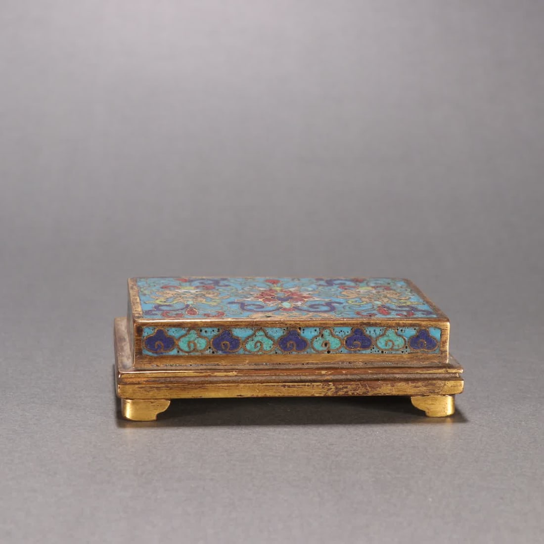 A Qing Dynasty bronze-plated cloisonne base (1 of 9)