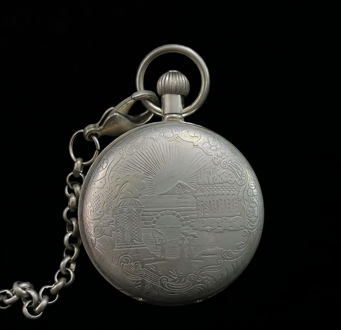 A late Qing dynasty double-open pocket watch: In the late Qing dynasty, I open my pocket watch in pairs SIZE: D:50mm (The Dimensions Of All Batches Are Manually Measured.If You Need More Detailed Information, Please Contact Our Customer Service B