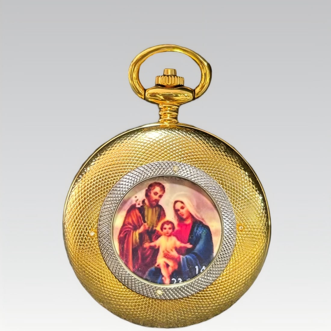A Saint Family three-piece mechanical pocket watch: Saint Family Three-Person Mechanical Pocket Watch SIZE: D: Approximately 50mm (The Dimensions Of All Batches Are Manually Measured.If You Need More Detailed Information, Please Contact Our Customer Se