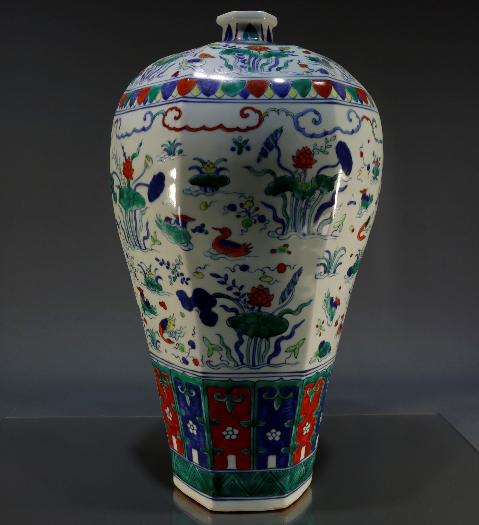 A Fabulous Doucai 'Lotus Pond' Plum Vase (1 of 9)