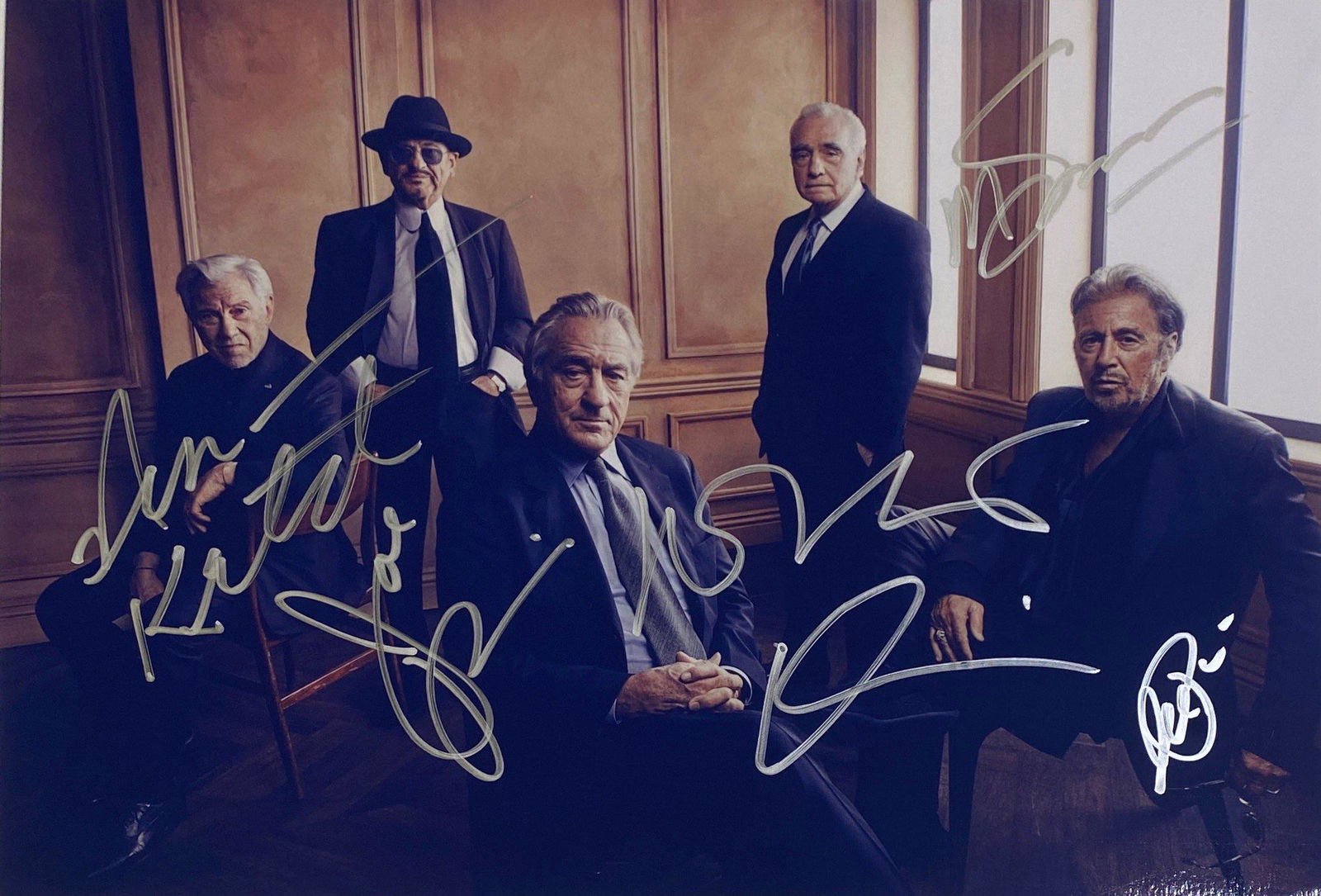 Autograph Signed Irishman Photo: Autograph Name(s): Martin Scorsese, Robert De Niro, Al Pacino, Joe Pesci, Harvey Keitel8 x 10 Genuie Autographed Photo Excellent Condition and Certified Please read our terms before placing bids.