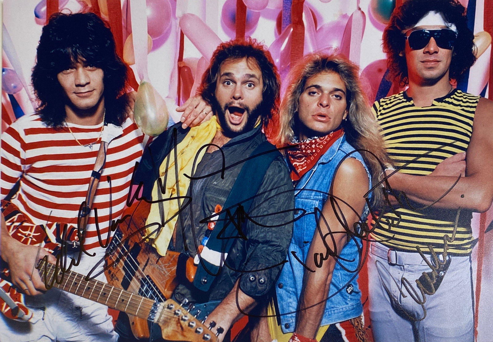 Autograph Signed Van Halen Photo: Autograph Name(s): David Lee Roth, Eddie Van Halen, Alex Van Halen, Michael AnthonyProduct Category: 8 x 10 Genuie Autographed Photo Product Condition: Very Good We offer combined shipping and ship wo