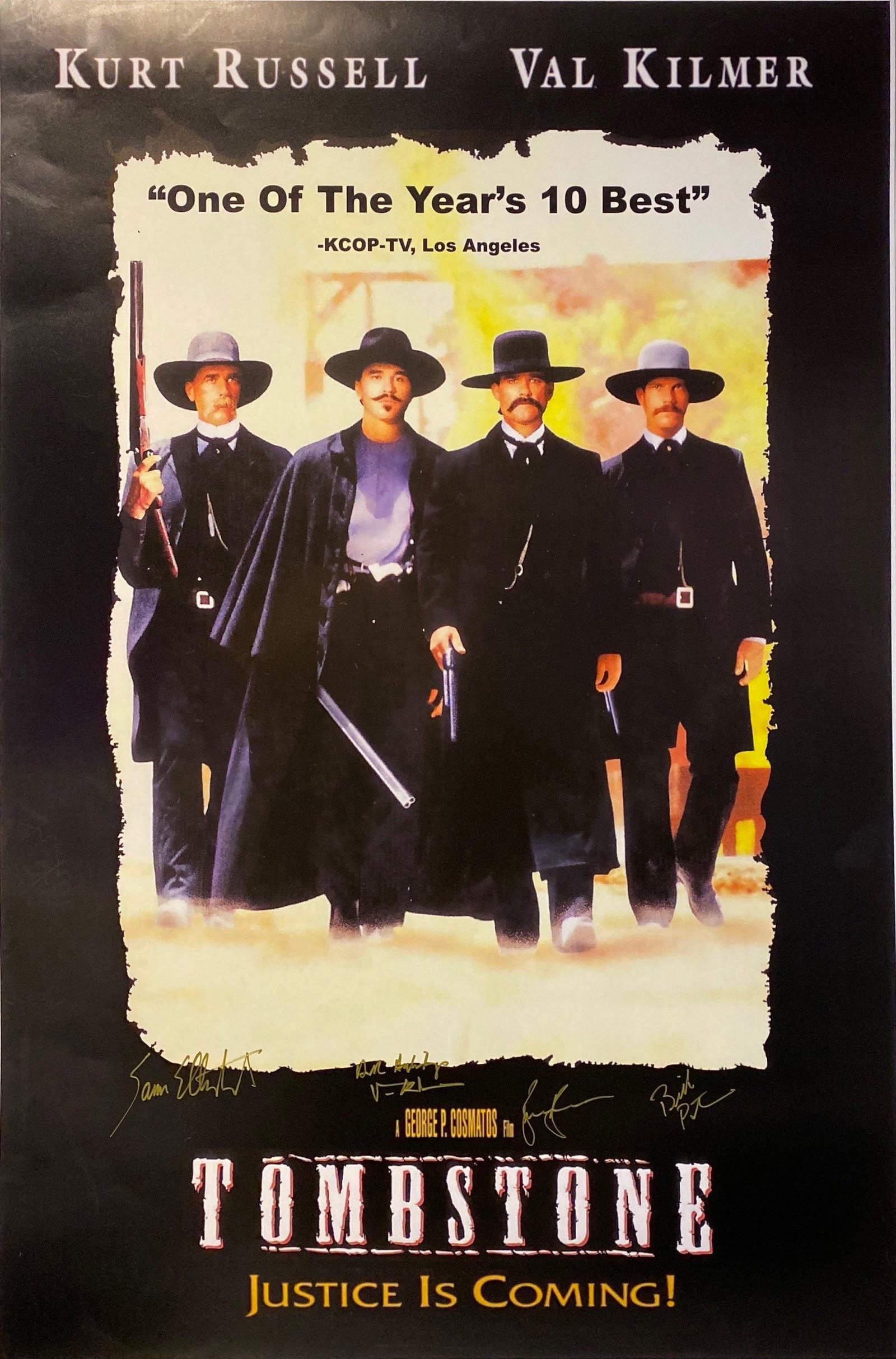 Autograph Tombstone Poster: Autograph By : Val Kilmer, Sam Elliott, Kurt Russell, Bill PaxtonSize : 24"x 36" Authenticated and Excellent ConditionPlease read our termsn before placing bids.
