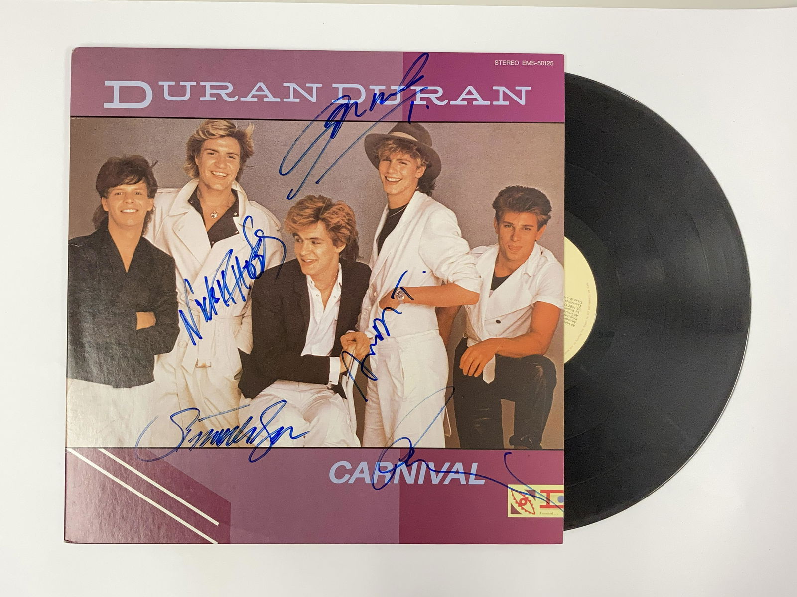 Autograph Signed Duran Duran Carnival Vinyl: Autograph Includes: Simon Le Bon, Nick Rhodes, Roger Taylor, John Taylor, Andy TaylorItem is in great condition with no damage, unframedItem is being vertified. Please review our Terms and Conditions