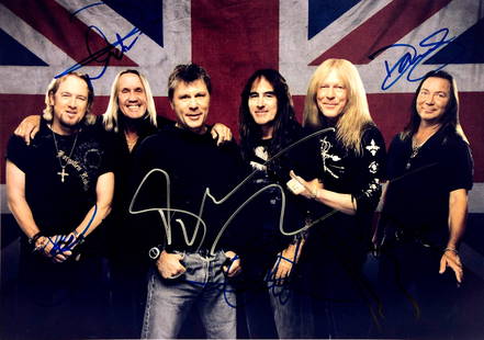 Autograph Signed iron Maiden Photo: Autograph By: Bruce Dickinson, Steve Harris, Dave Murray, Nicko McBrain, Adrian Smith, Janick GersSize : 8' x 10'Excellent Condition and Certified Please read our terms before placing bids.