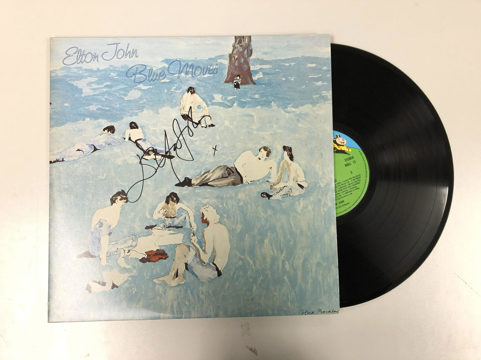 Autograph Signed Elton John Blue Moves Vinyl (1 of 1)