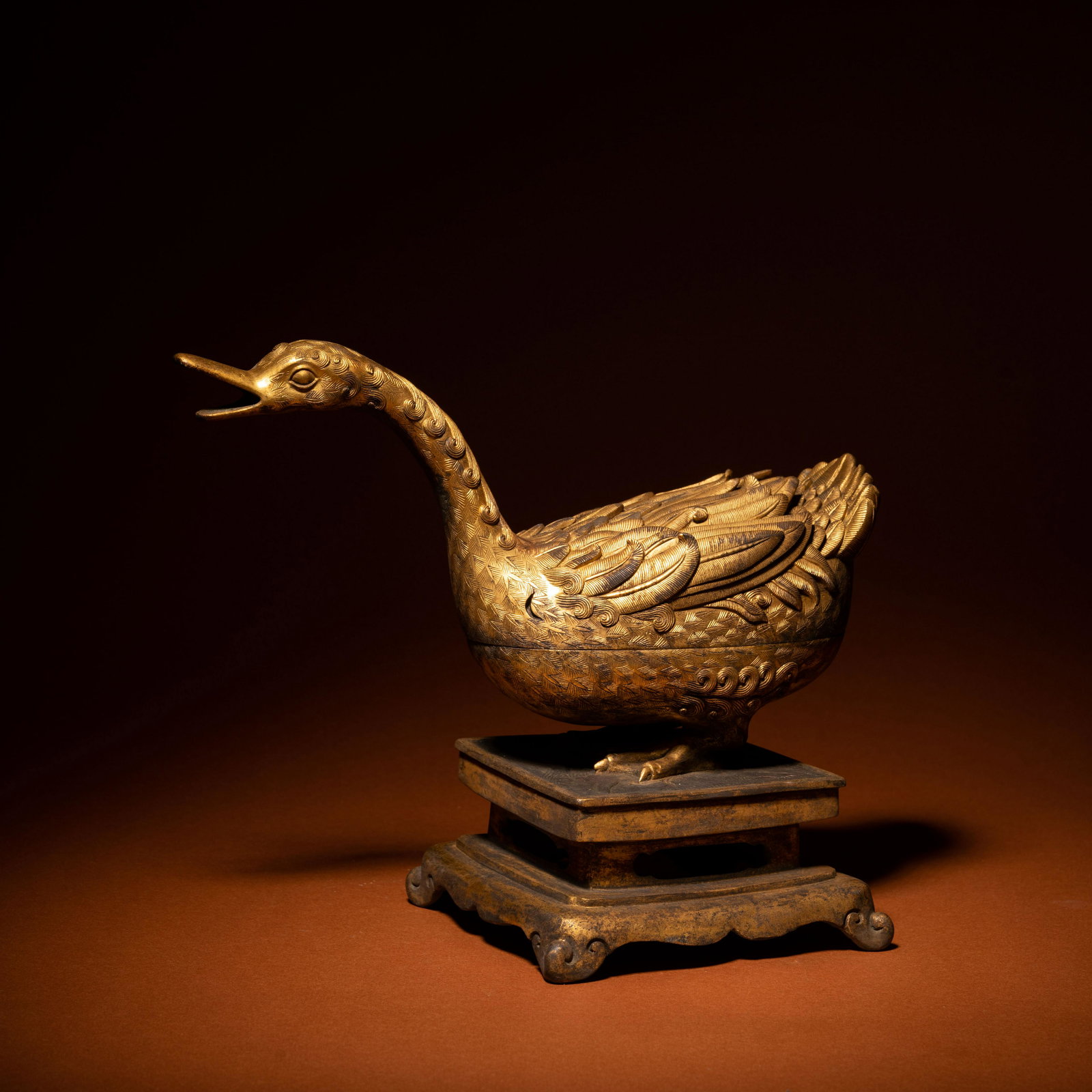 Qing Dynasty Gilt Bronze Goose Pattern Aromatherapy Ornament (1 of 11)