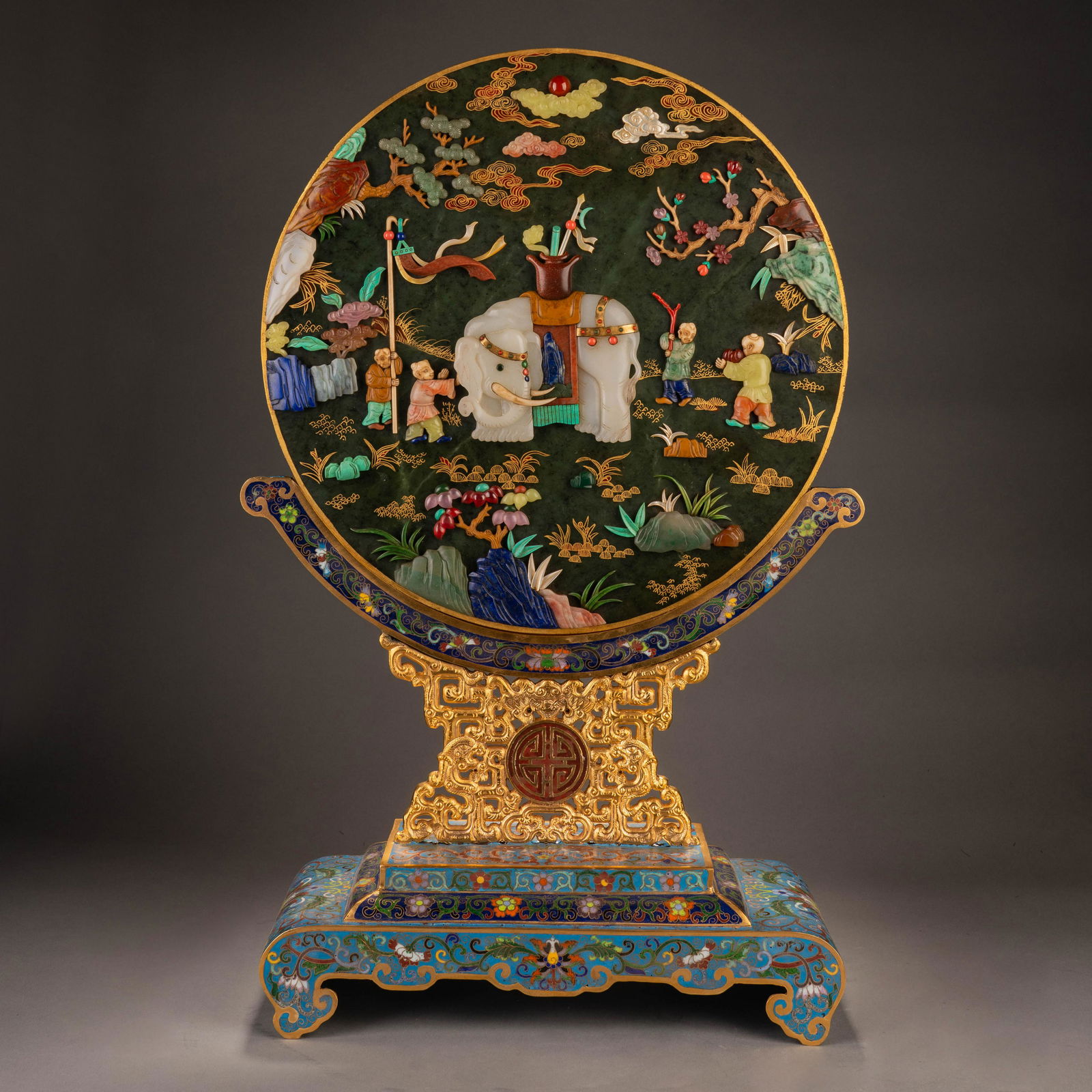 Qing Dynasty Cloisonne Inlaid Duobao Interstitial Screen (1 of 16)