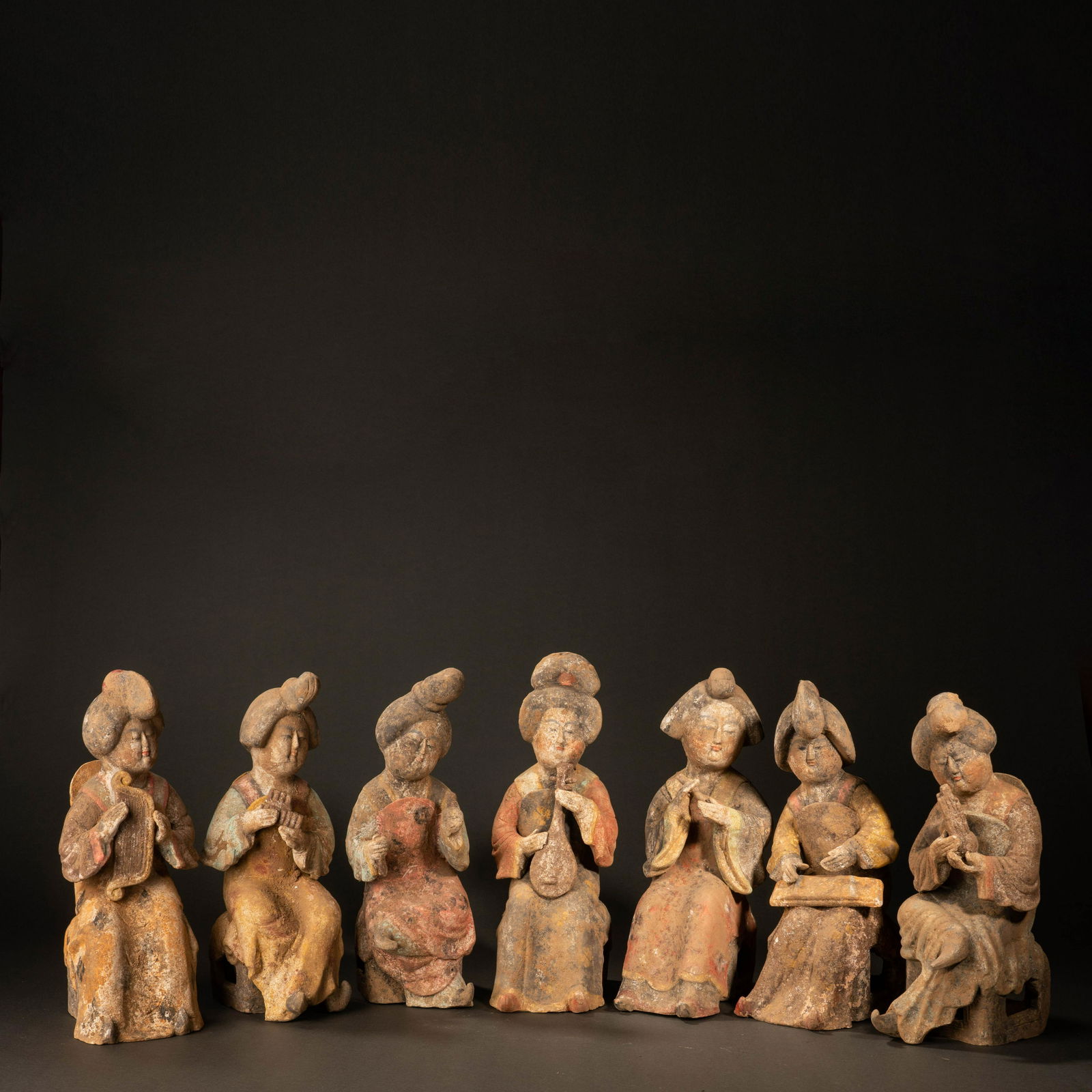 A group of painted pottery music servants in Tang Dynasty (1 of 9)