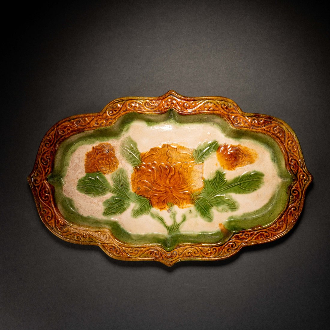 Chinese Tang Dynasty Tricolor Flower Long Plate (1 of 6)