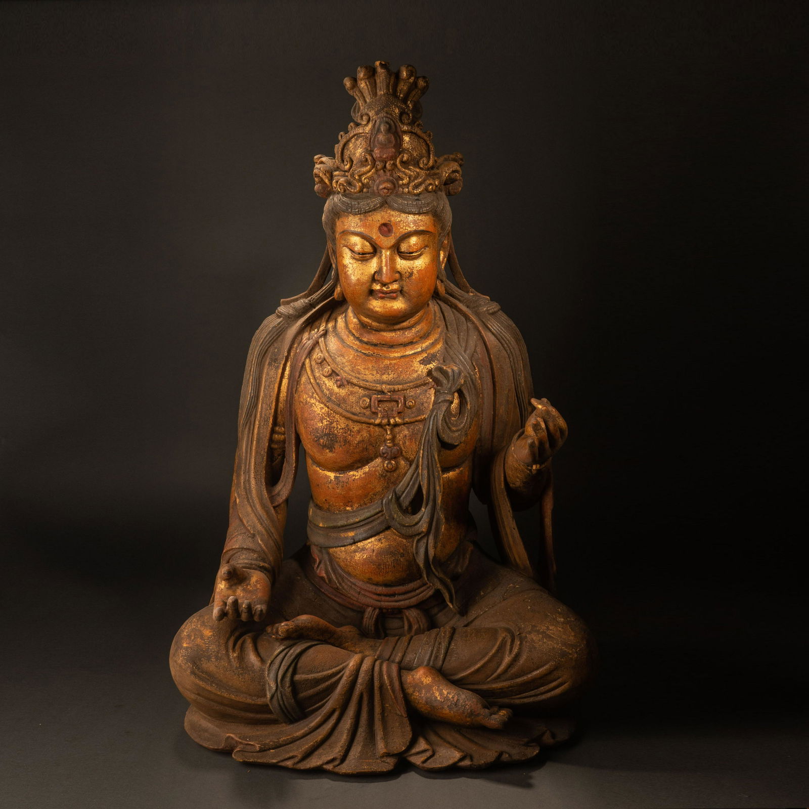 Song Dynasty wood carving lacquer gold seated Buddha statue (1 of 14)