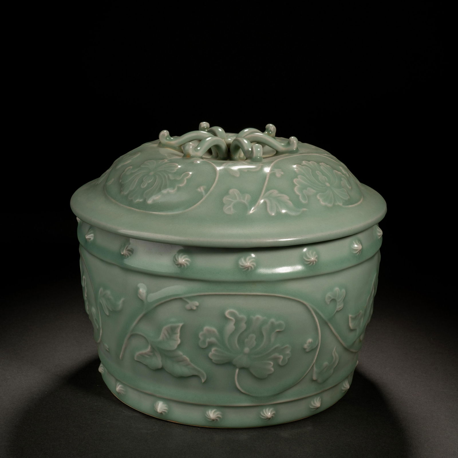 Song Dynasty Longquan Kiln Covered Jar with Twisted Branches and Flowers (1 of 9)