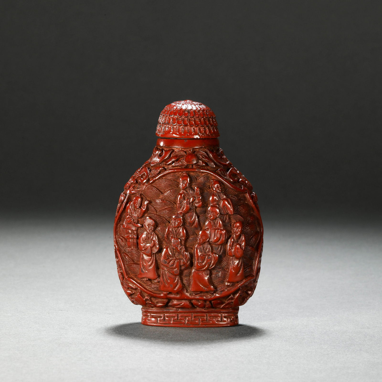 Qing Dynasty Lacquer Character Story Snuff Bottle (1 of 7)