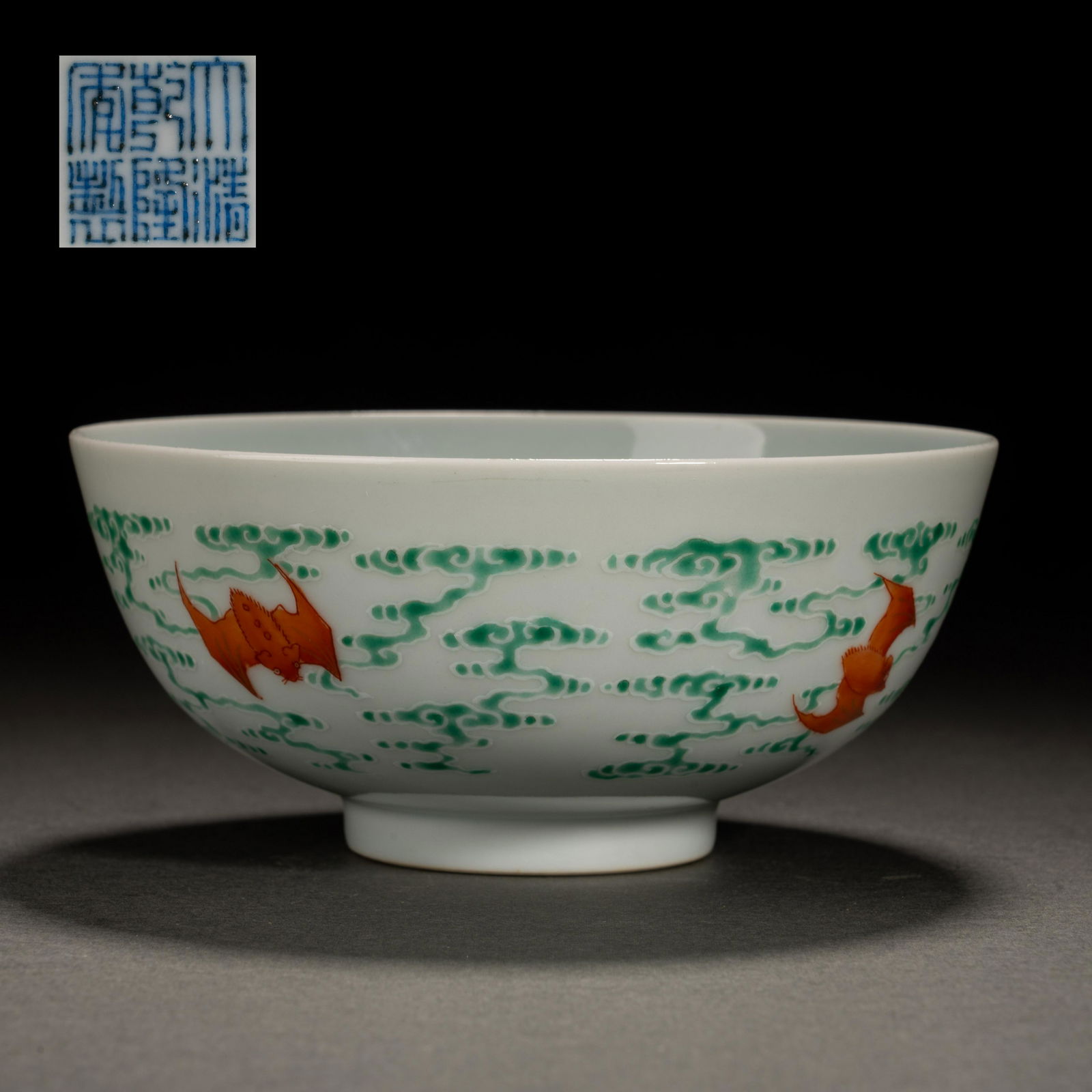 Qing Dynasty Doucai bat pattern bowl (1 of 8)