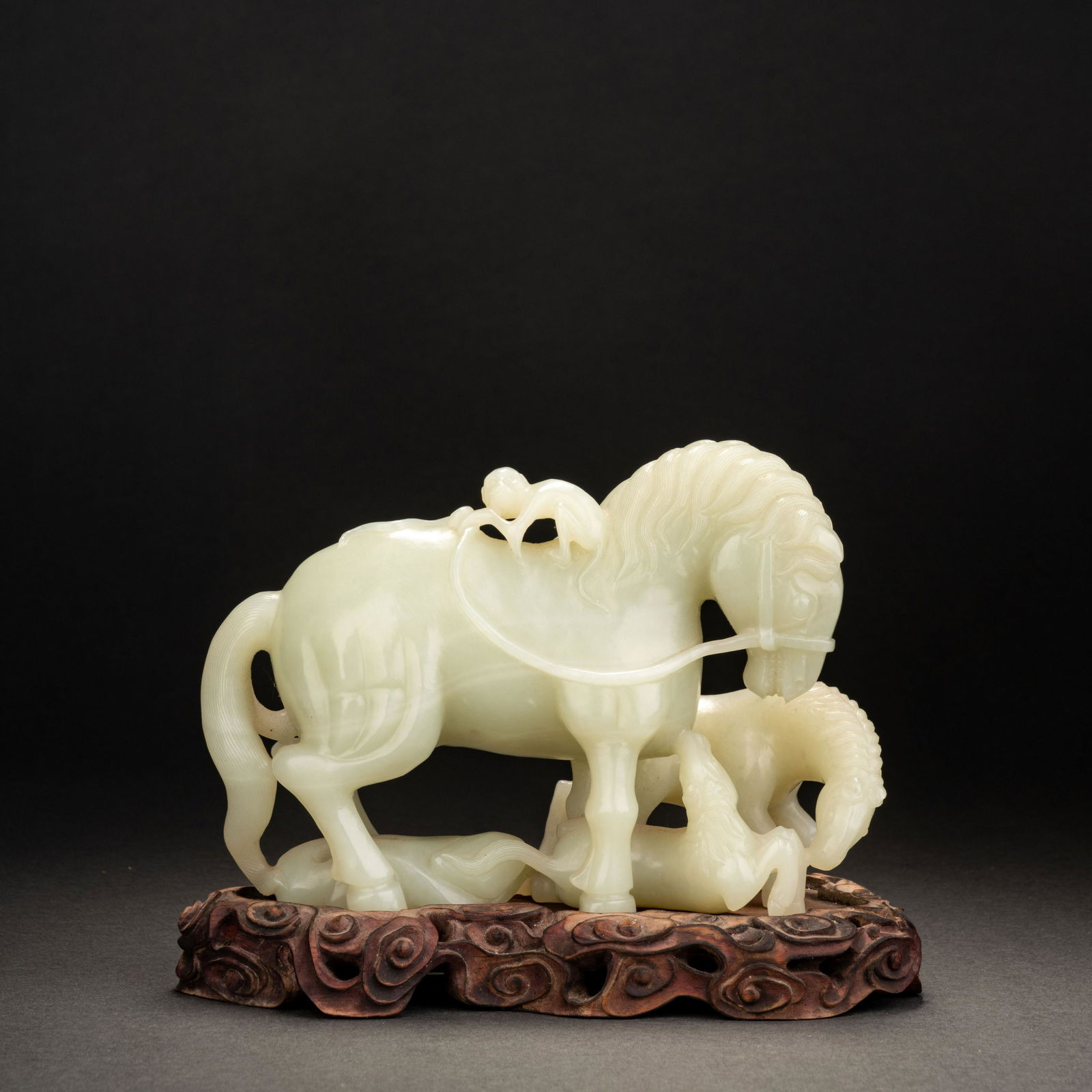 Qing Dynasty Hetian Jade Horse Fenghou Ornament (1 of 9)