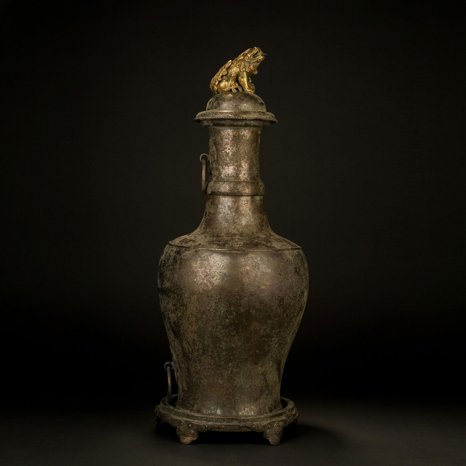 Yuan Silver Gilt Inscription Beast Head Eagle Craftsman Backflow Pot (1 of 14)