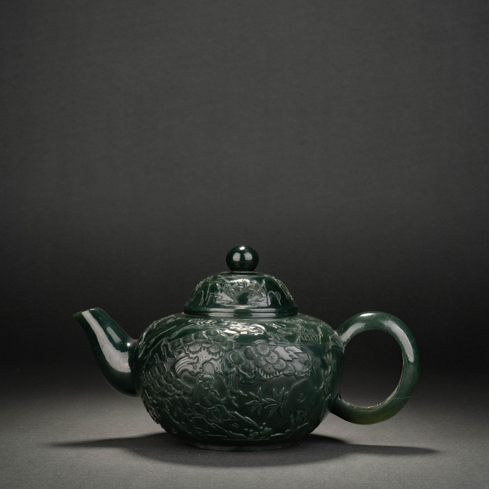 Qing dynasty jasper figure and flower pot (1 of 12)