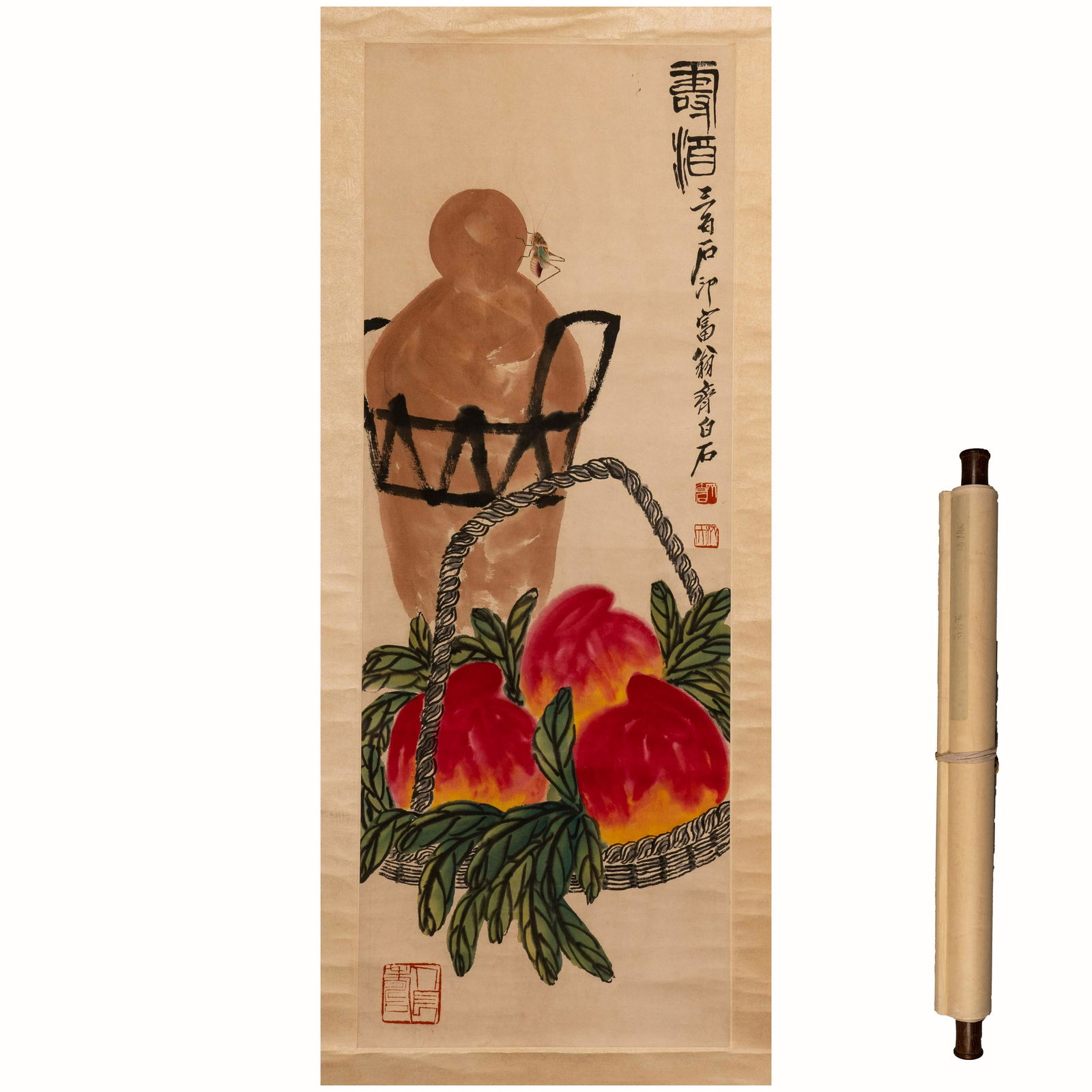 Qi Baishi Peach Vertical Scroll (1 of 5)