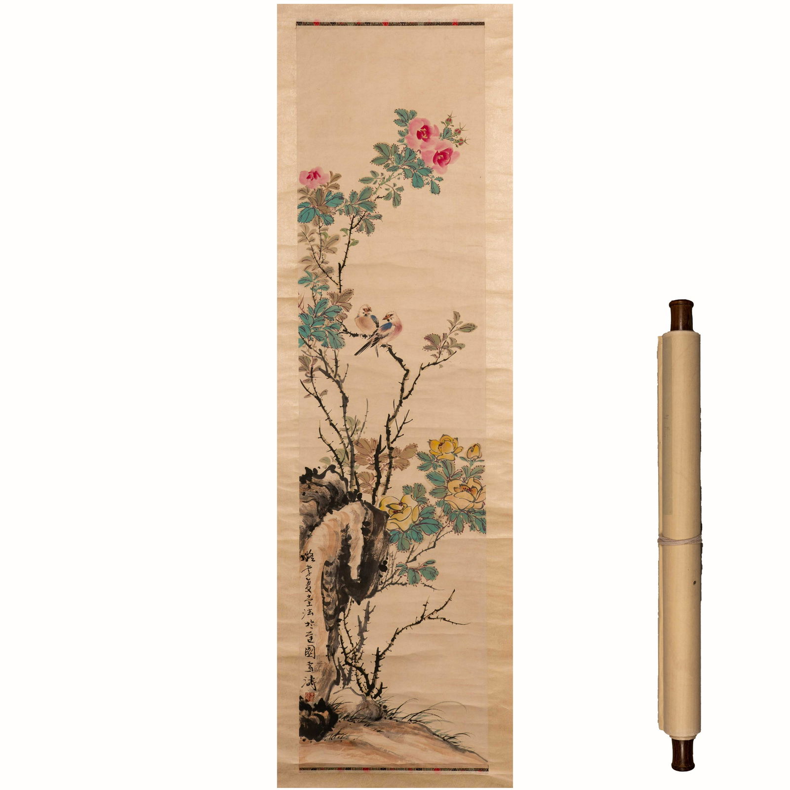 Wang Xuetao flower vertical scroll (1 of 5)
