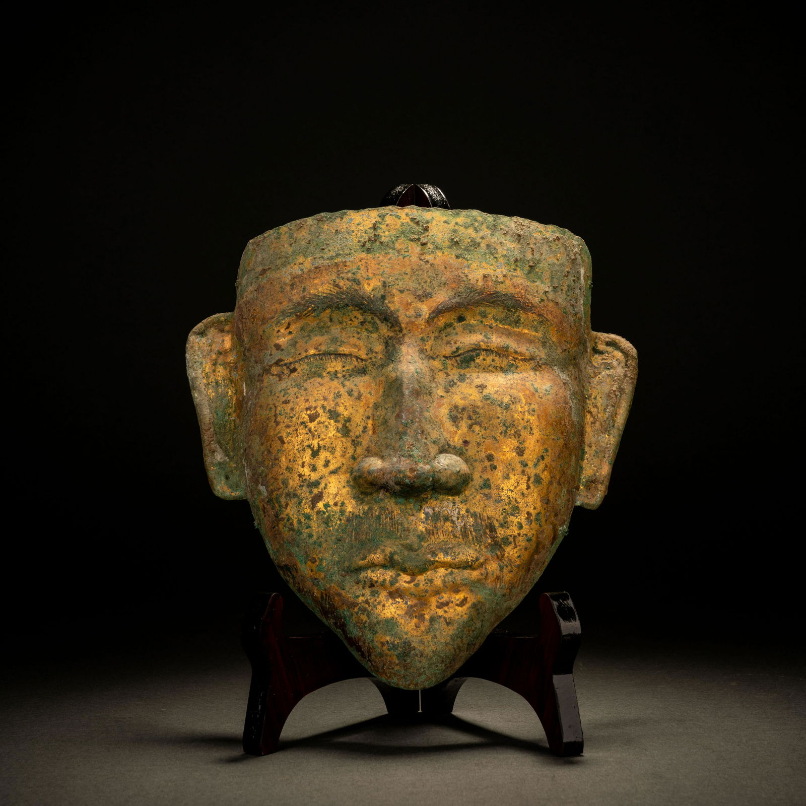 Liao Dynasty gilt bronze mask (1 of 9)
