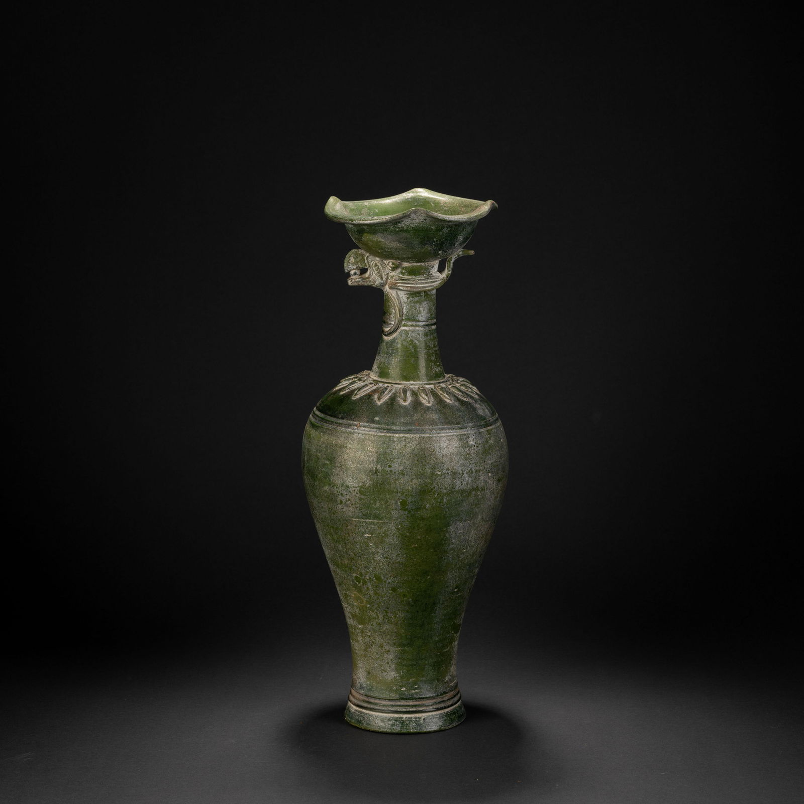 Liao green glaze silver phoenix head vase (1 of 11)
