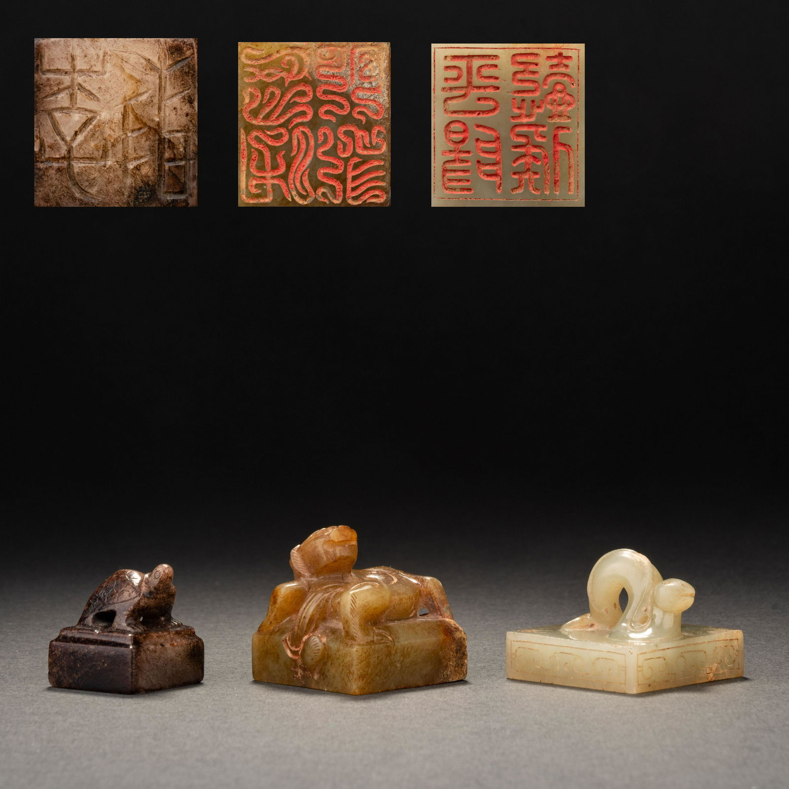 Three Han and Hetian jade animal seals (1 of 17)