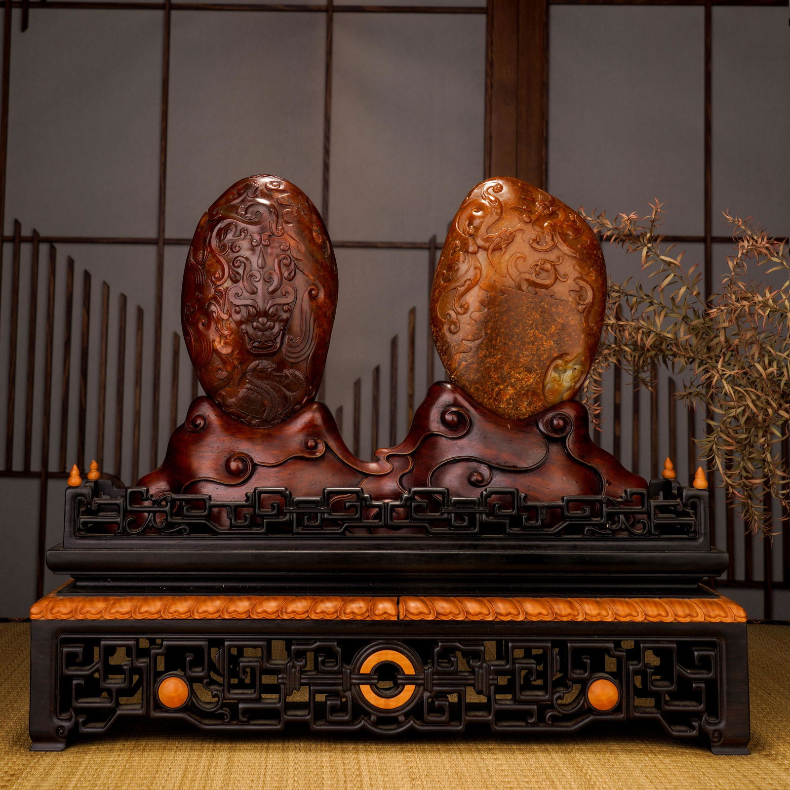 Qing Dynasty Hetian jade seed material raw stone ornament with auspicious animal pattern (1 of 12)