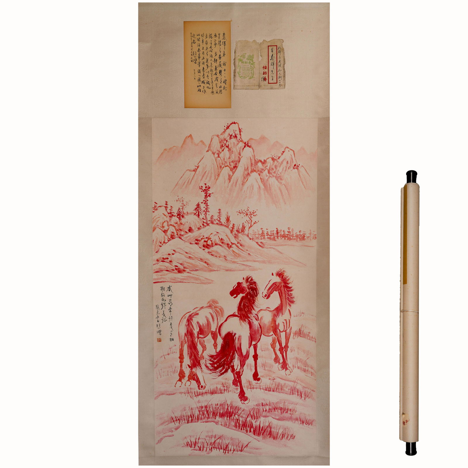 Xu Beihong's letter and horse stand on axis (1 of 7)