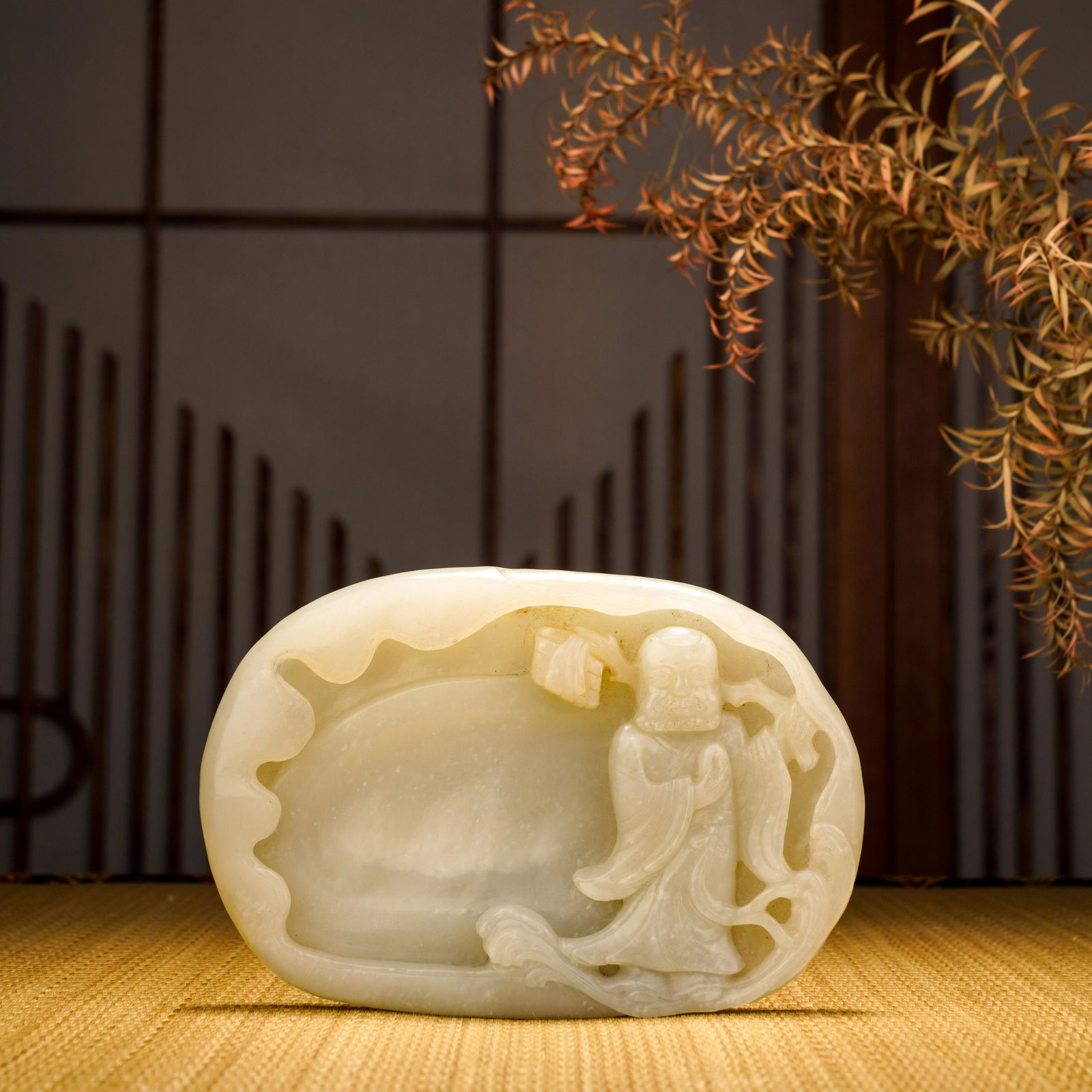 Qing Dynasty Hetian Jade Luohan Inkstone (1 of 8)