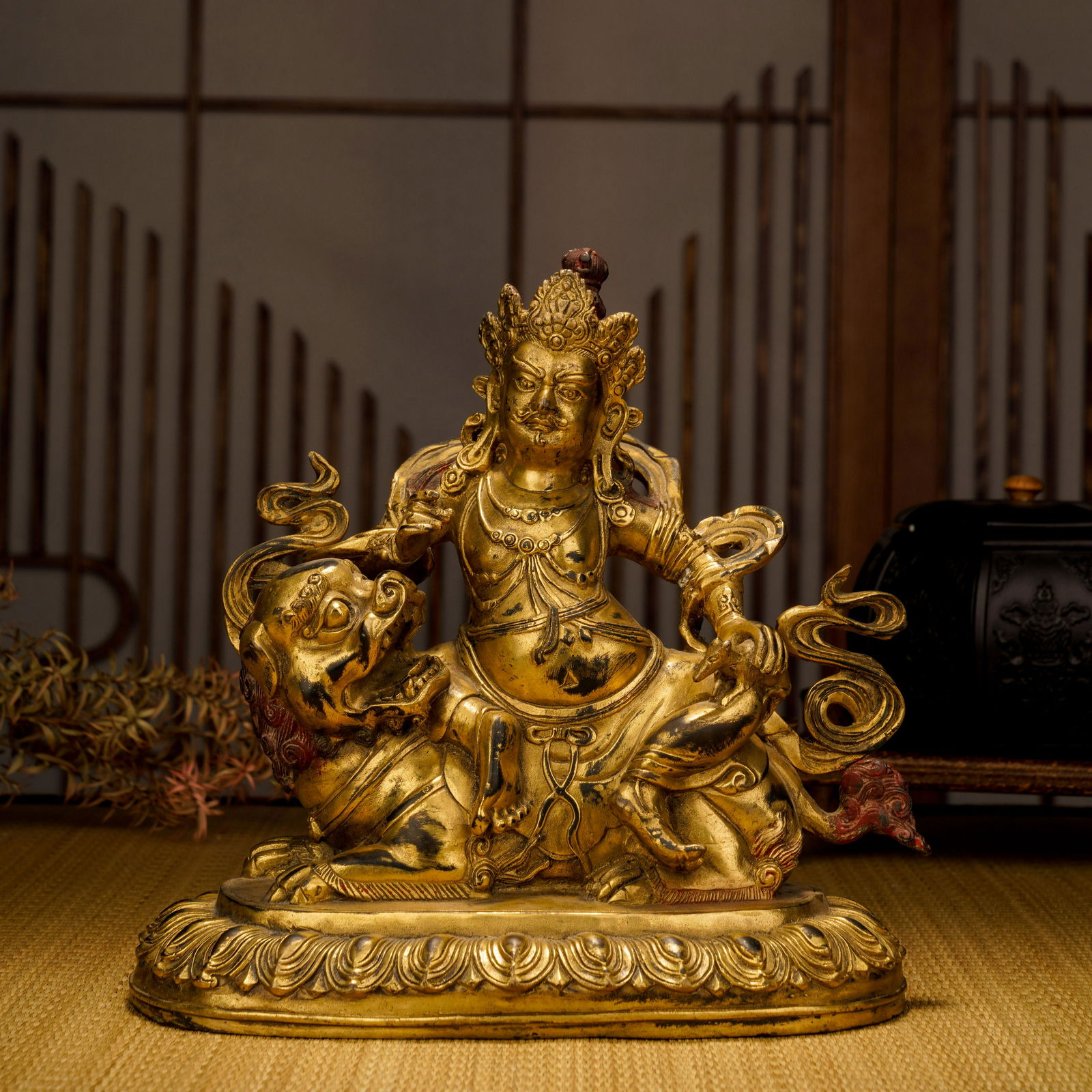 A Gilt Bronze Statue of the Heavenly King of Treasures, Qing Dynasty (1 of 11)
