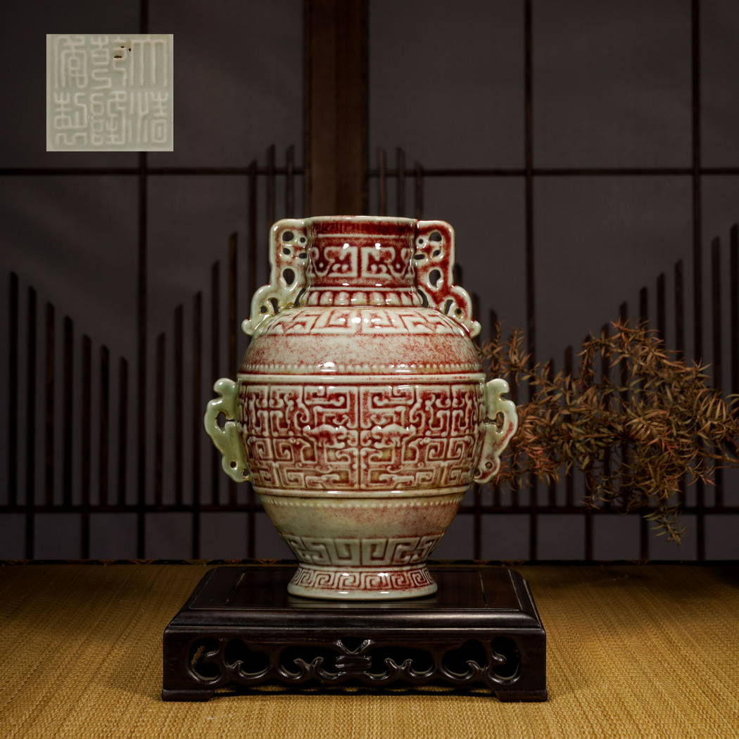 Qing Dynasty kilnglazed taotie pattern amphora Aug 22, 2022 Jubao