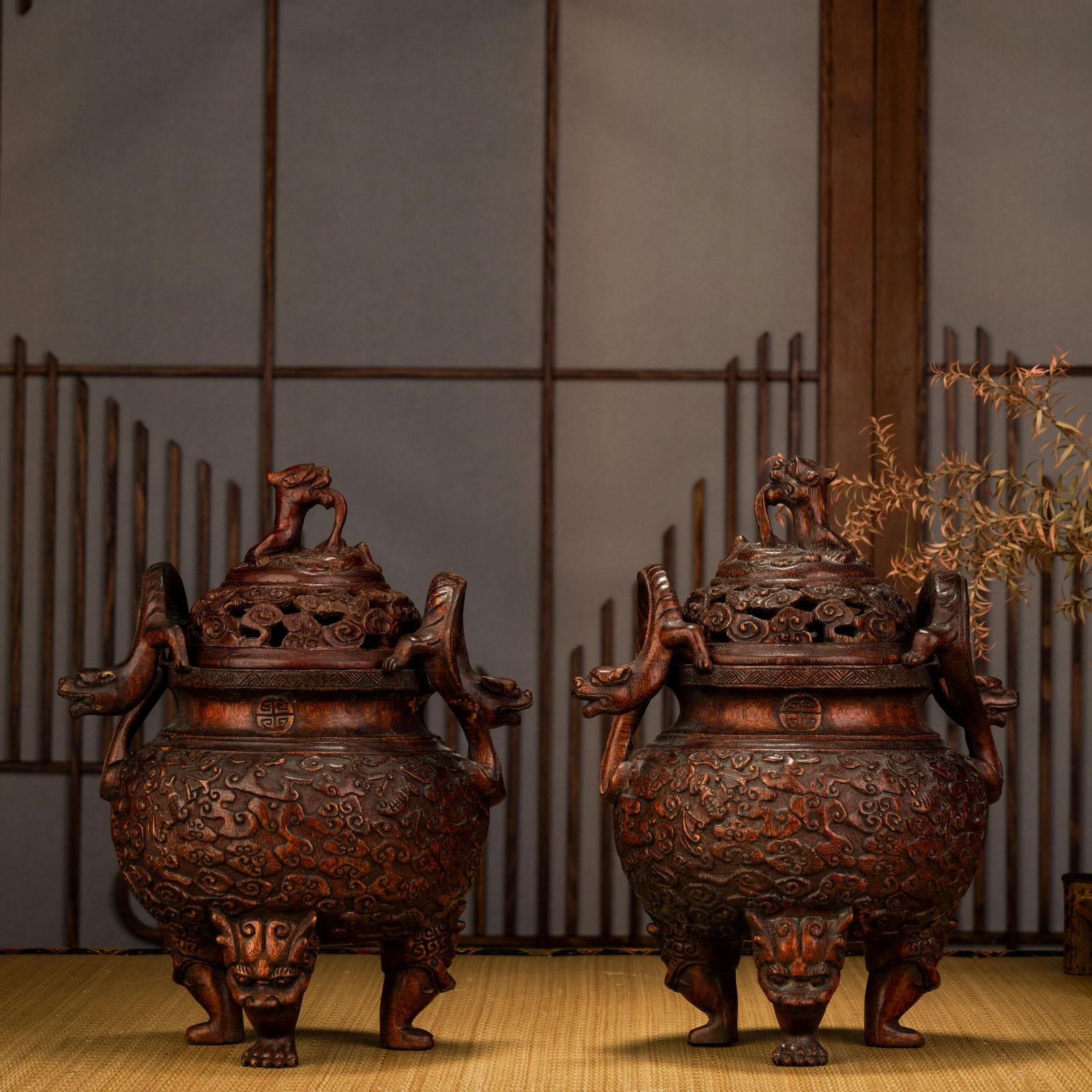 Qing Dynasty Agarwood Beast Button Hollow Fragrance Diffuser (1 of 10)